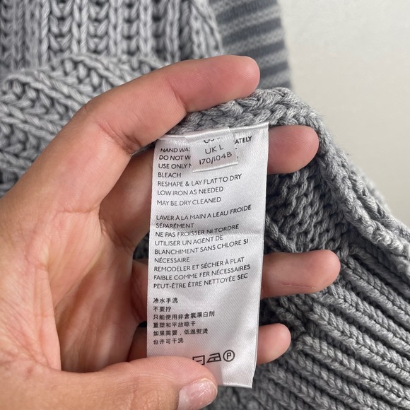 Free People Grey Knit Mock Neck Chunky Cable Knit Sweater Size L - Picture 3 of 8